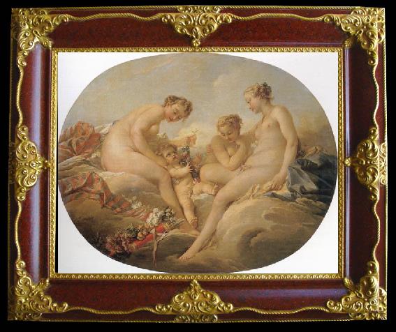 framed  Francois Boucher Cupid and the Graces, Ta119-3
